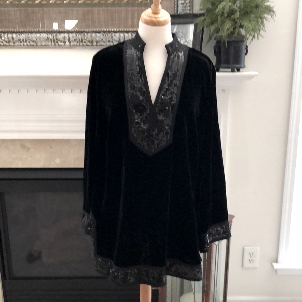 Nygard Collection Black Velvet Tunic